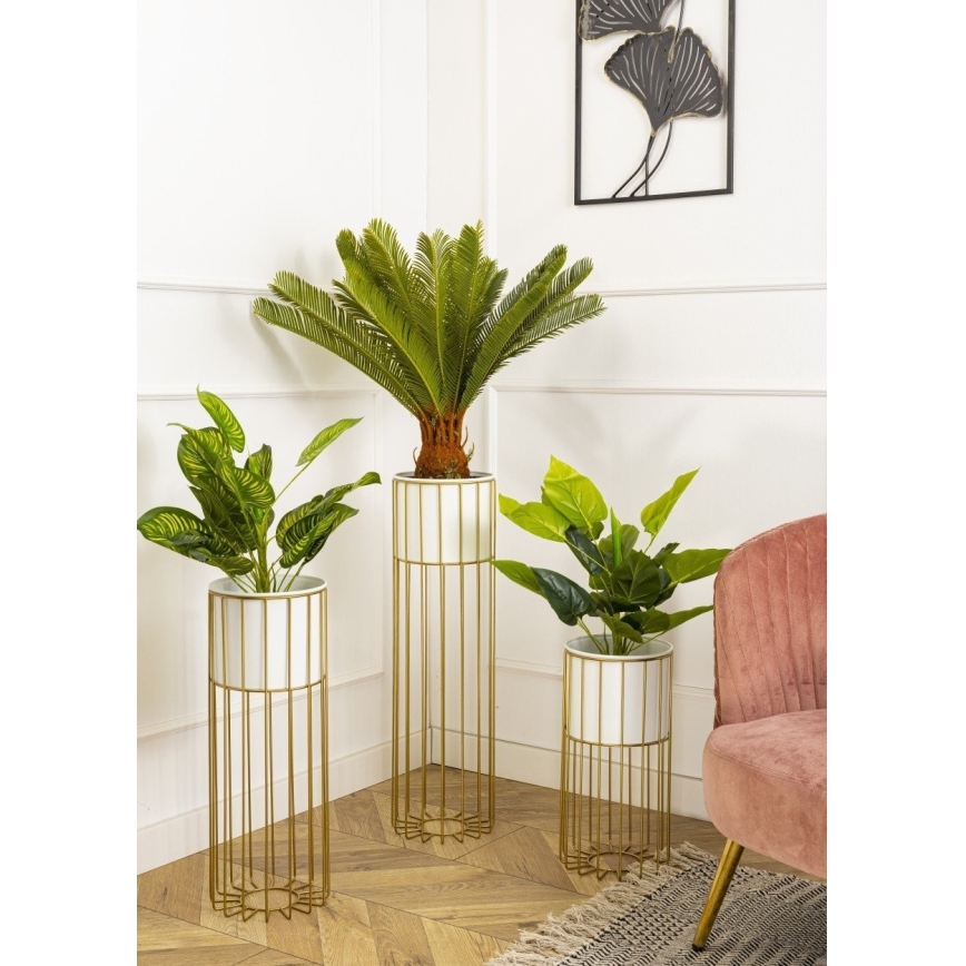 Blomkruka av metall LOFT 70x20 cm guld/vit
