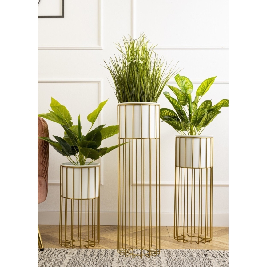 Blomkruka av metall LOFT 70x20 cm guld/vit