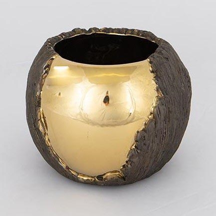 Blomkruka diameter 18,5 cm guld/brun