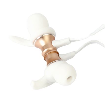 Bluetooth earphones med microphone och MicroSD spelare 80 mAh vit/guld