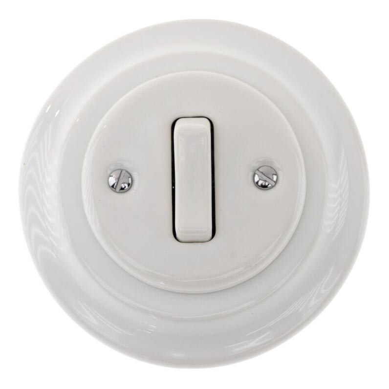 Bohemia-Design - Enkel retroströmbrytare i porslin med ram nr. 6, vit