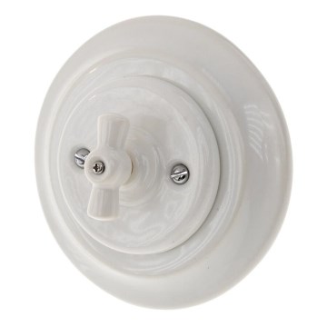 Bohemia-Design - Porslinsretro vridströmbrytare med ram nr. 5, vit