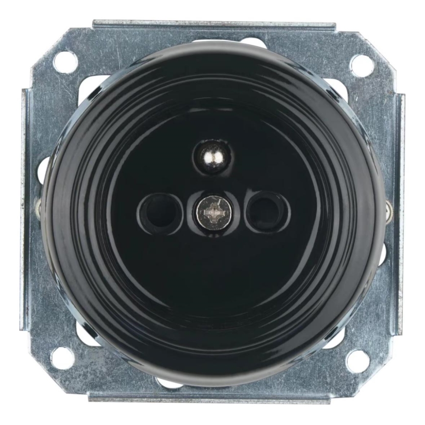 Bohemia-Design - Porslinsuttag i retrostil för hemmabruk, utan ram, 250V/16A, svart