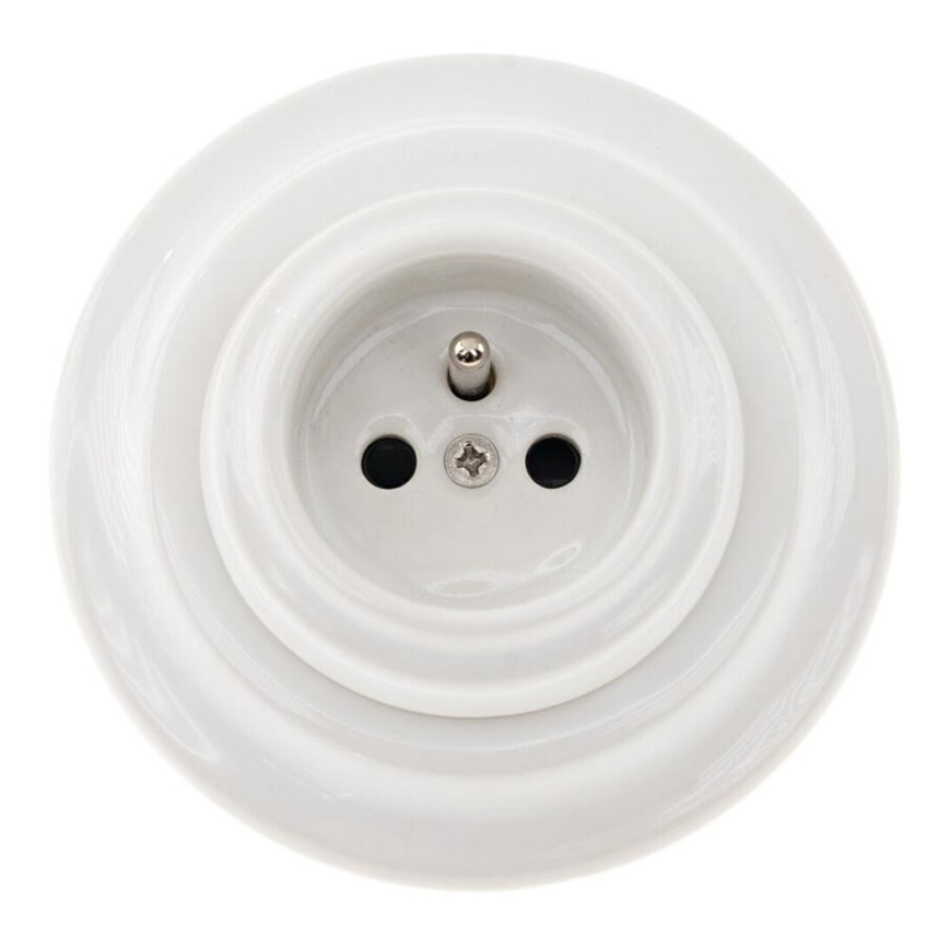 Bohemia-Design - Porslinsuttag i retrostil för hemmet med ram 250V/16A vit