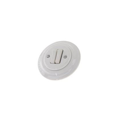 Bohemia-Design - Retro dubbelströmbrytare i porslin med ram nr. 5, vit