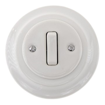 Bohemia-Design - Retro porslinsbrytare, enkel med ram för dörrklocka, vit