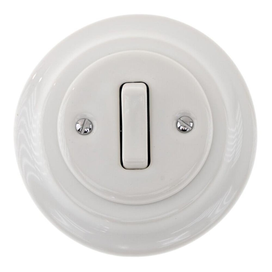 Bohemia-Design - Retro porslinsbrytare, enkel med ram för dörrklocka, vit