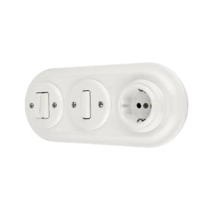 Bohemia-Design - Retro porslinsuttag för hemmet utan ram 250V/16A vitt