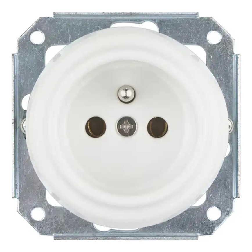 Bohemia-Design - Retro porslinsvägguttag för hemmet, ramlöst, 250V/16A, vitt