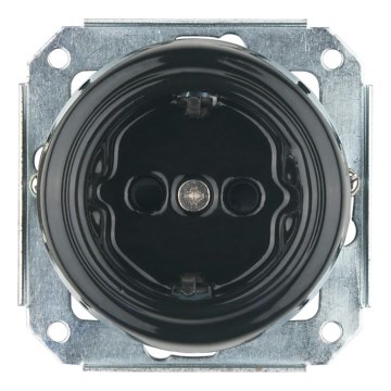 Bohemia-Design - Retro porslinsvägguttag utan ram SCHUKO 250V/16A svart