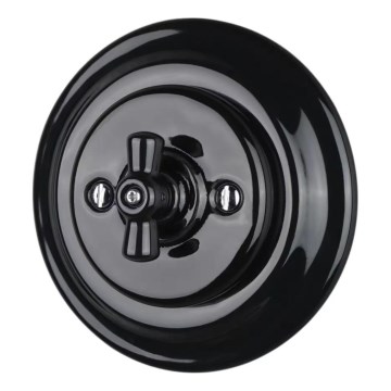 Bohemia-Design - Retro porslinsvridströmbrytare med ram nr 1, svart