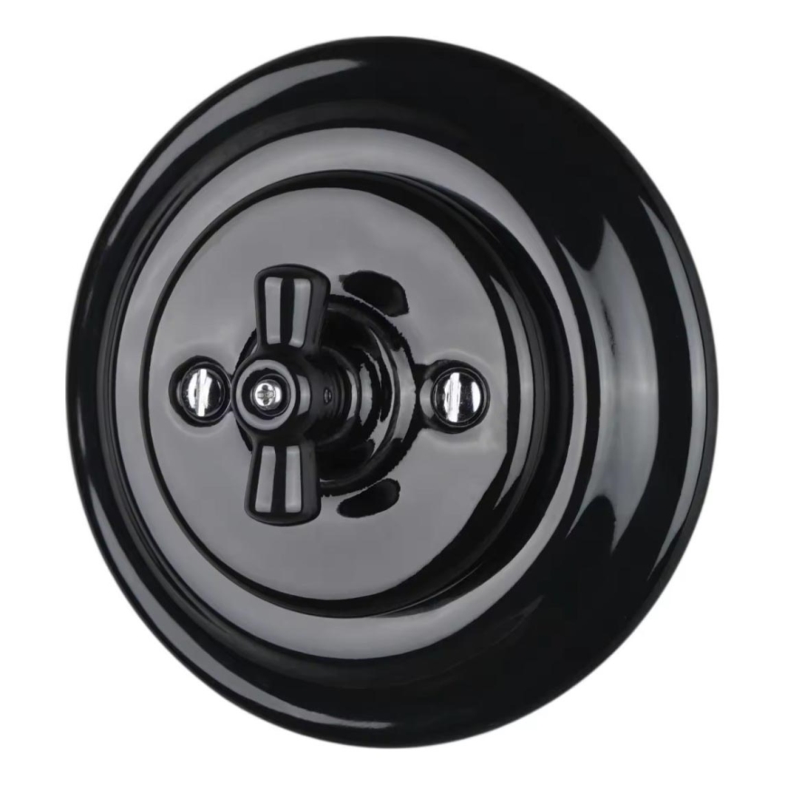 Bohemia-Design - Retro porslinsvridströmbrytare med ram nr 1, svart