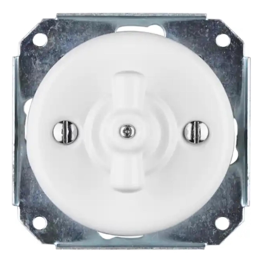 Bohemia-Design - Retro porslinsvridströmbrytare, ramlös, nr. 7, vit