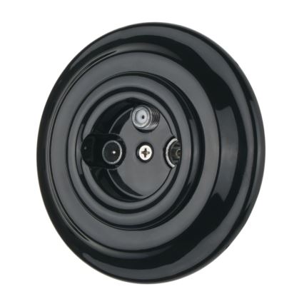 Bohemia-Design - Retro TV/SAT-uttag i porslin med ram, svart