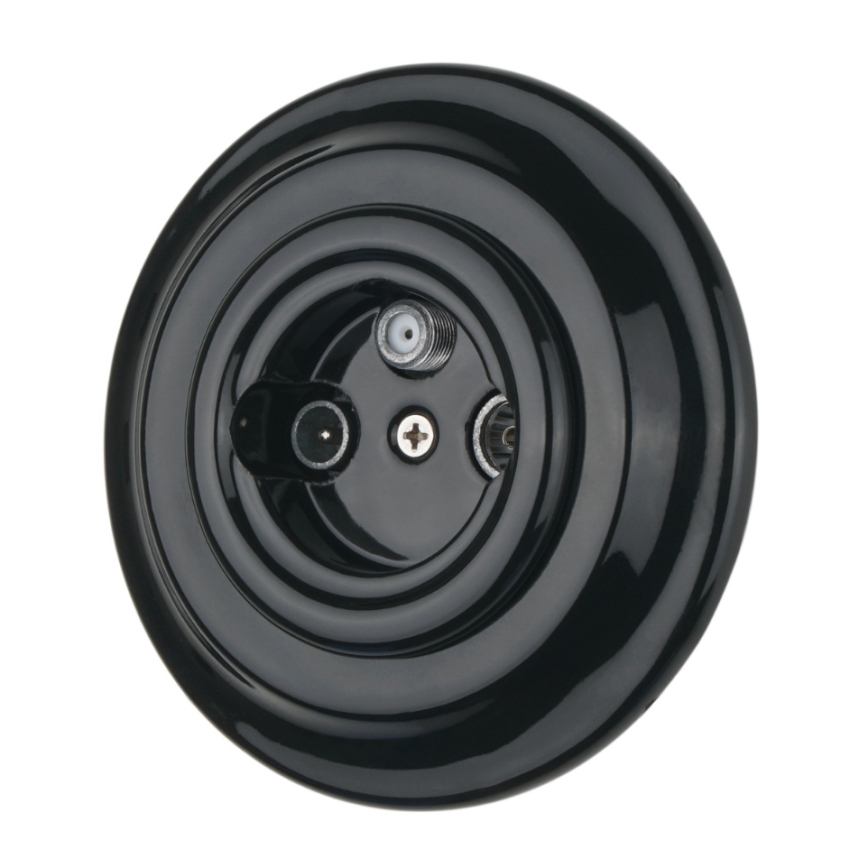 Bohemia-Design - Retro TV/SAT-uttag i porslin med ram, svart