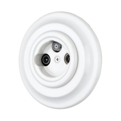 Bohemia-Design - Retro TV/SAT-W-uttag i porslin med ram, vit