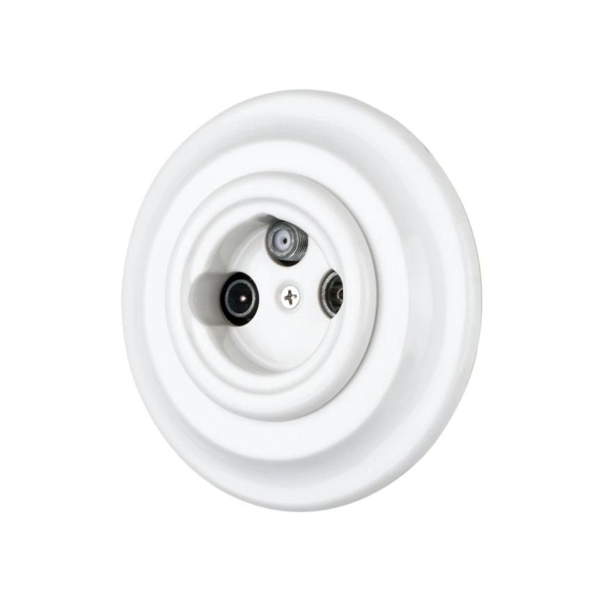 Bohemia-Design - Retro TV/SAT-W-uttag i porslin med ram, vit