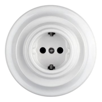 Bohemia-Design - Retro vägguttag i porslin med ram SCHUKO 250V/16A vit