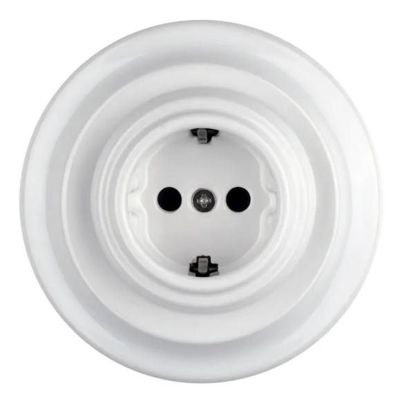 Bohemia-Design - Retro vägguttag i porslin med ram SCHUKO 250V/16A vit
