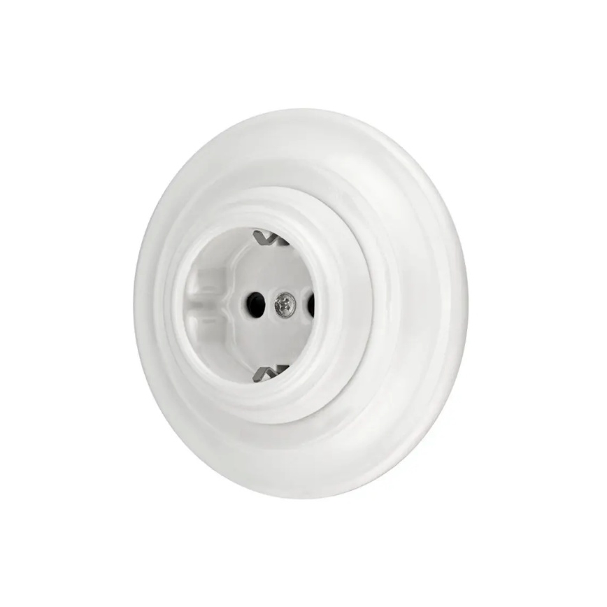 Bohemia-Design - Retro vägguttag i porslin med ram SCHUKO 250V/16A vit