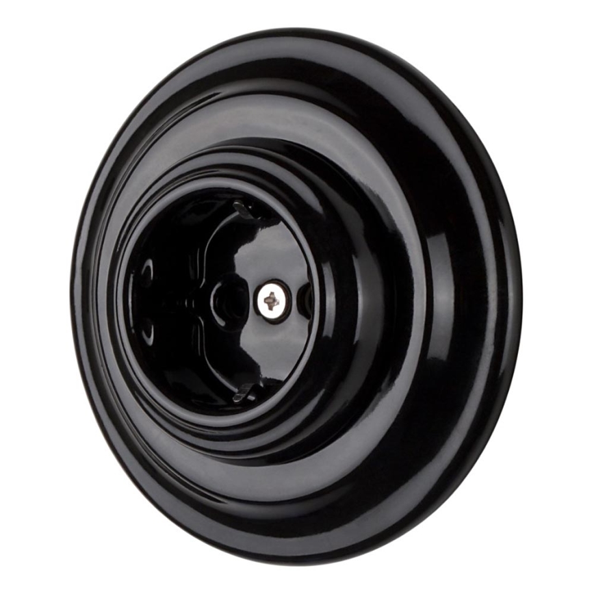 Bohemia-Design - Retro vägguttag i porslin med SCHUKO-ram 250V/16A, svart