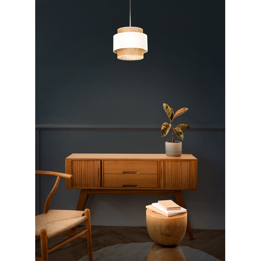 BOHO hänglampa med sladd 1xE27/60W/230V Ø 20 cm krämfärgad/jute