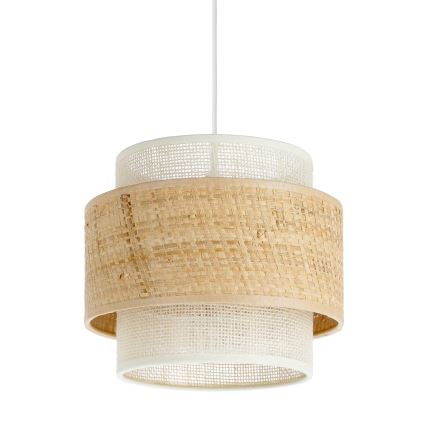 BOHO pendellampa på sladd 1xE27/60W/230V, Ø 20 cm, jute/krämvit