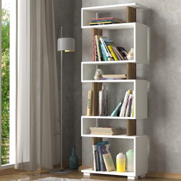 Bokhylla BLOK 165x60 cm vit/brun