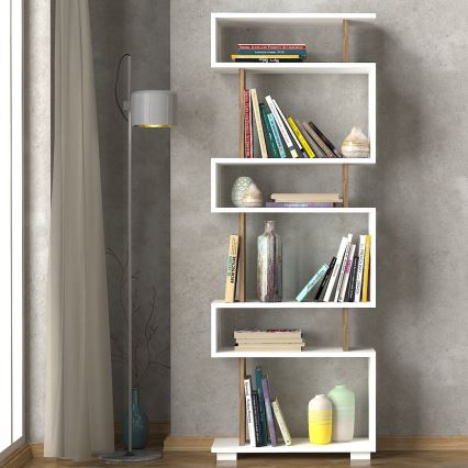 Bokhylla BLOK 165x60 cm vit/brun