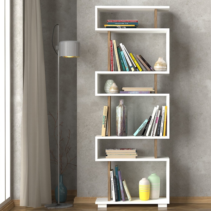 Bokhylla BLOK 165x60 cm vit/brun