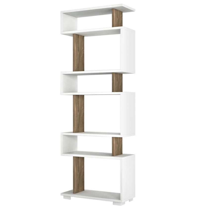 Bokhylla BLOK 165x60 cm vit/brun
