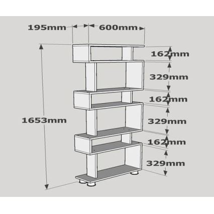 Bokhylla BLOK 165x60 cm vit/brun