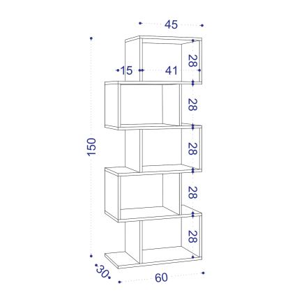 Bokhylla MERIC 15x60 cm vit