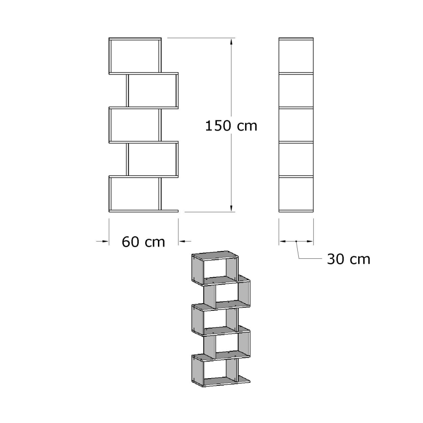 Bokhylla MERIC 15x60 cm vit
