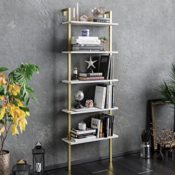 Bokhylla PIANTE 174x60 cm guld/vit