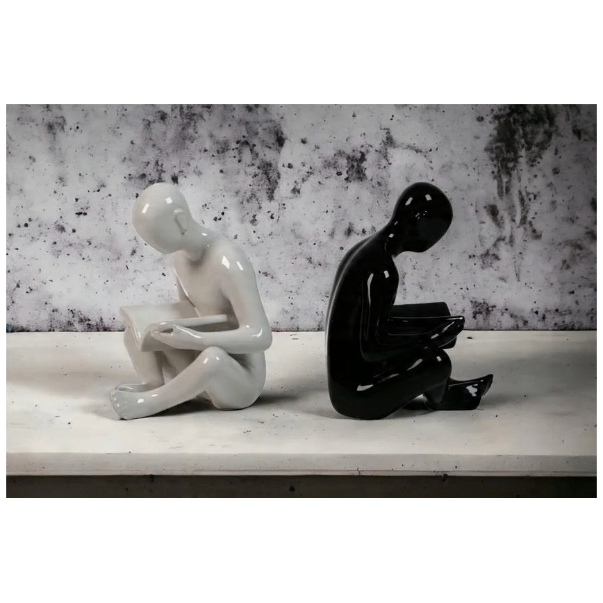Bokstöd 17,5 x 13 x 14 cm svart/vit