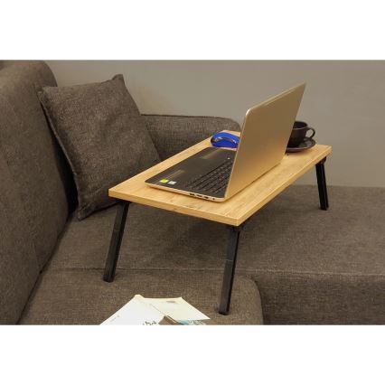 Bord för säng GUSTO 24,5x60 cm beige/svart