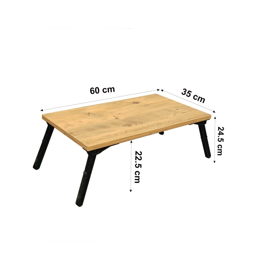Bord för säng GUSTO 24,5x60 cm beige/svart