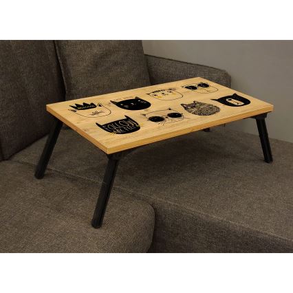 Bord för säng GUSTO CATS 24x60 cm beige/svart