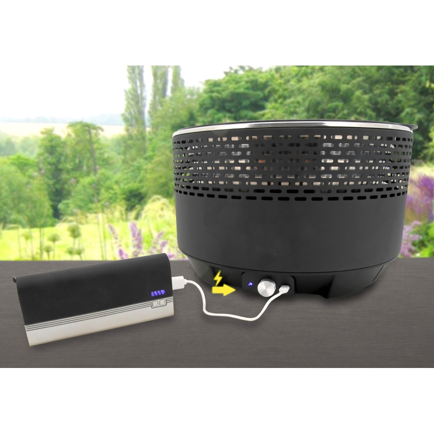 Bord kolgrill 4xAA/USB svart