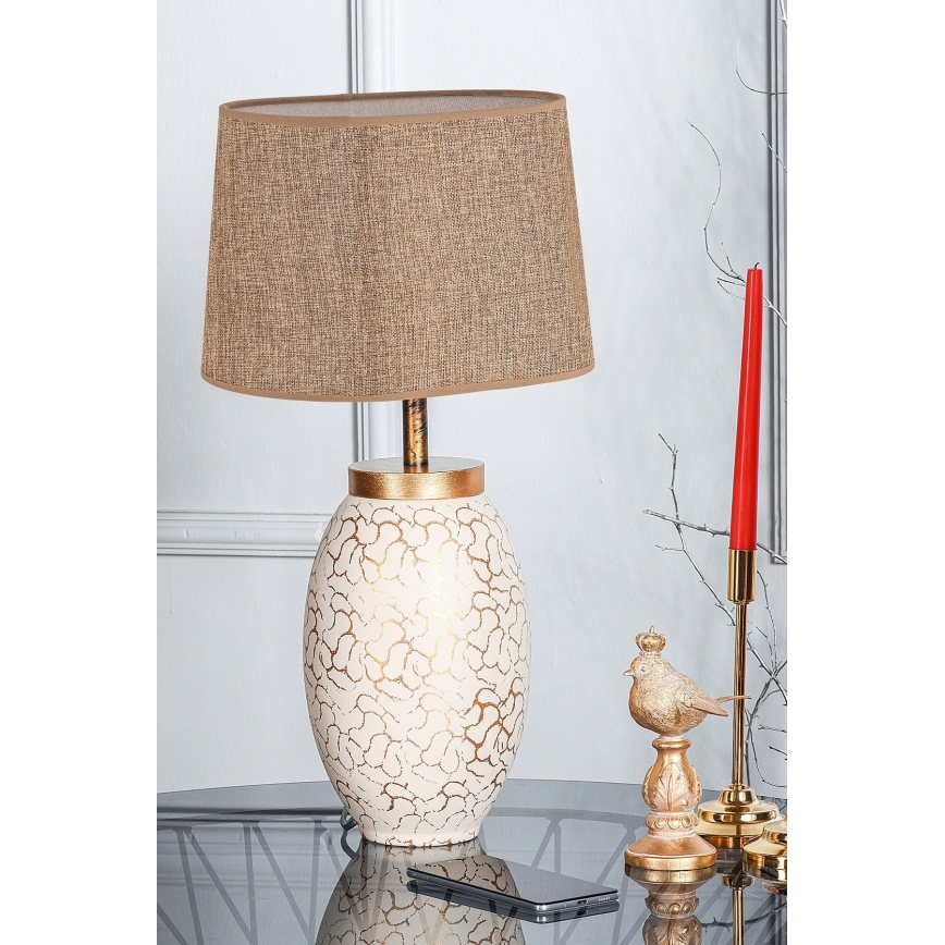Bordslampa 1xE27/40W/230V beige/guld