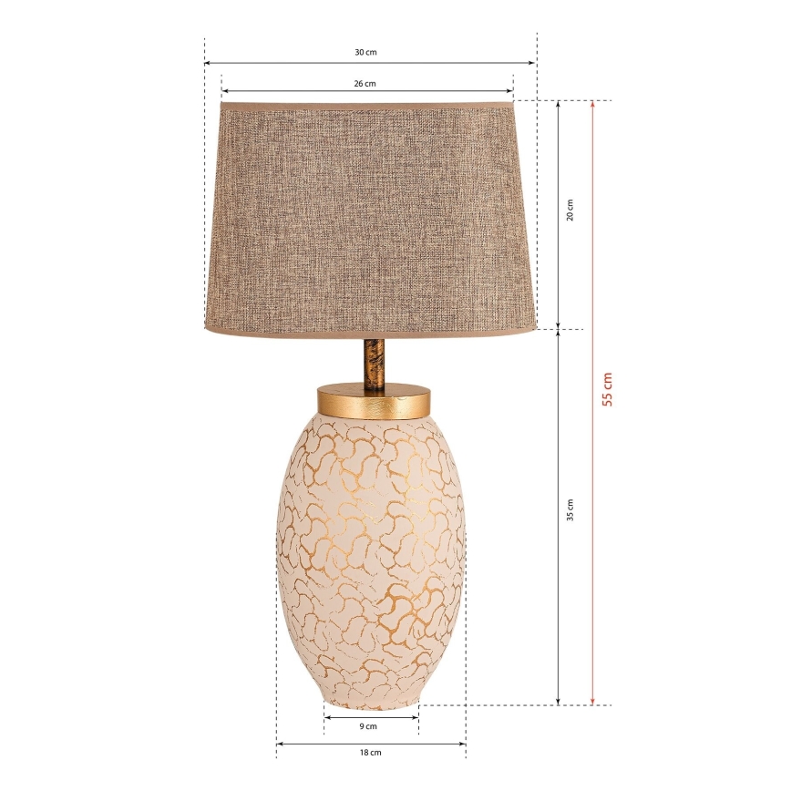 Bordslampa 1xE27/40W/230V beige/guld