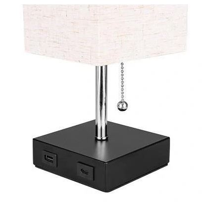 Bordslampa 1xE27/60W/230V med USB laddare