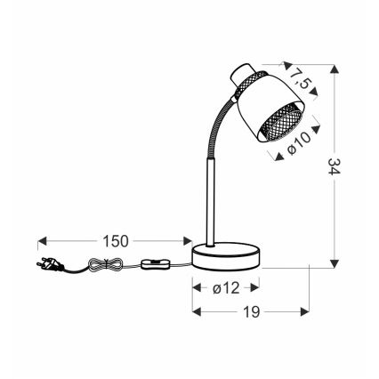 Bordslampa ALEKSANDRIA 1xE14/40W/230V svart/guld