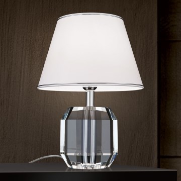 Bordslampa ALEXIS 1xE27/60W/230V vit/skinande krom/genomskinlig