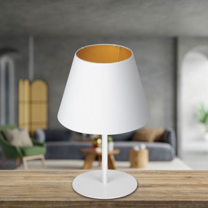 Bordslampa ARDEN 1xE27/60W/230V Ø 20 cm vit/guld