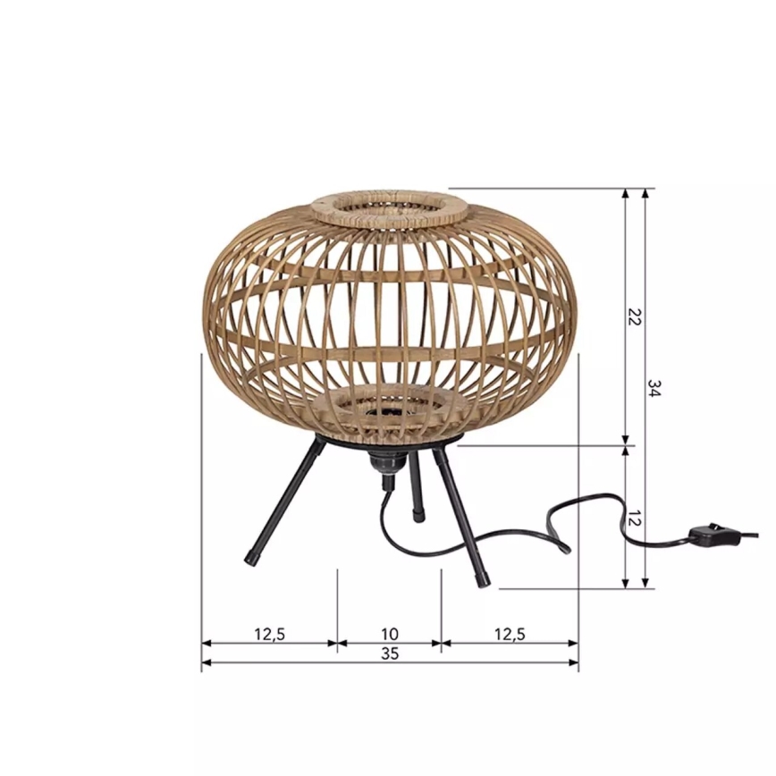 Bordslampa BASICLABEL 1xE27/40W/230V bambu