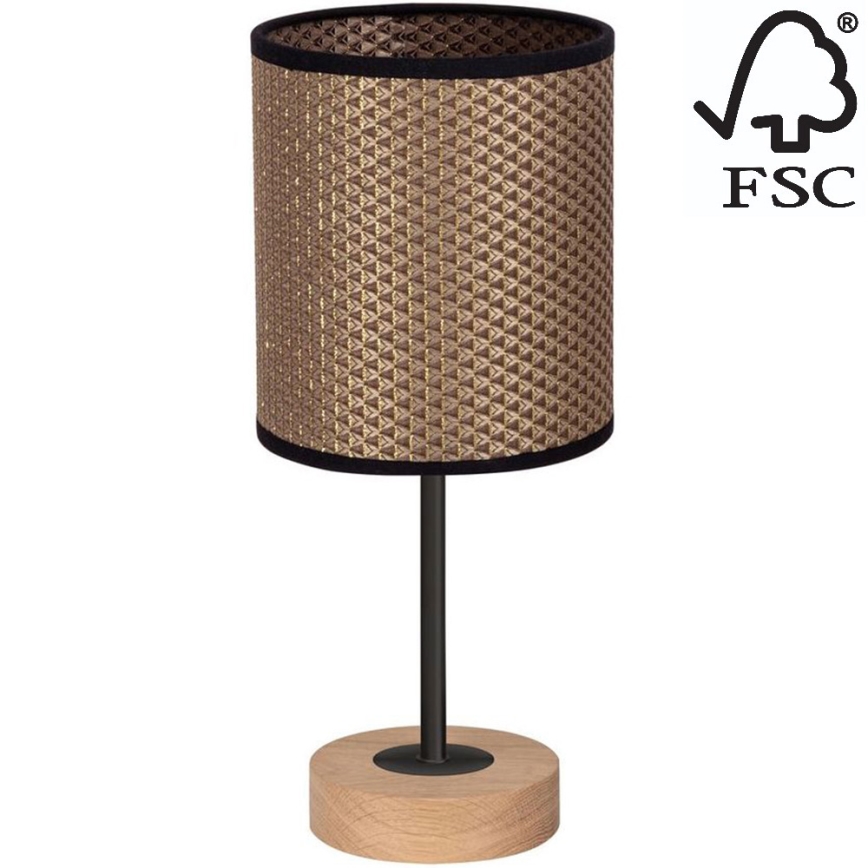 Bordslampa BENITA 1xE27/60W/230V 30 cm brun/ek – FSC certifierade
