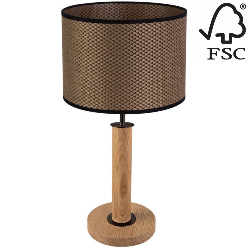 Bordslampa BENITA 1xE27/60W/230V 48 cm brun/ek – FSC certifierade