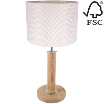 Bordslampa BENITA 1xE27/60W/230V 48 cm grädde/ek – FSC certifierade